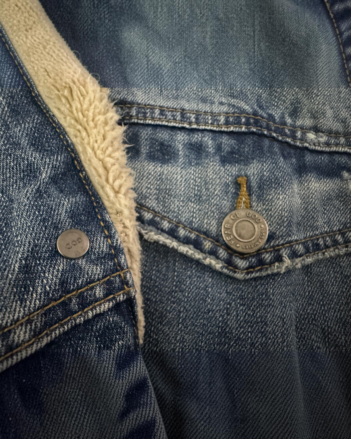Fear Of God Fourth Collection Sherpa Lined Denim Long Coat